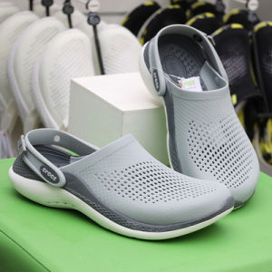 Giày sục crocs chuẩn xịn chống hôi chân nhựa tế bào êm mềm bền đi mưa lội nước đi biển literide 360 clog màu ghi trơn