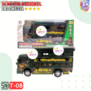 MwnToysn Mainan Truck Tentara Nasional Militer Oleng Musik Lampu JSP T-08