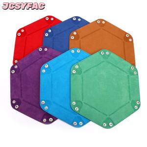 JCSYFAC Hộp khay xúc xắc có thể gập lại khay vuông đựng xu hình lục giác gấp bằng da PU trò chơi xúc xắc
