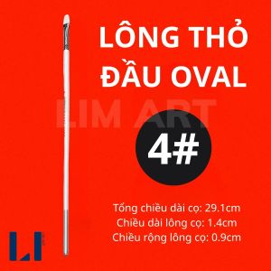 Cọ Lông Thỏ Thân Ngọc Trai Đầu Oval Và Đầu Dẹp Vẽ Màu Nước Gouache Acrylic Nhiều Size LIM ART
