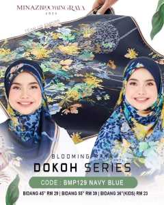 MINAZ Seleksi Hijab Aidilfitri Blooming Raya 2023 Bawal Cotton Voile Premium Bercorak Bidang 45