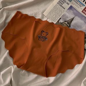 ✨ Thin Wave Pattern Ice Silk Seamless Breathable Quick-Dry Printed Cotton Liner Low Waist Womens Triangle Panties