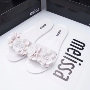 【ready stock】100% melissa Jelly shoes camellia one-word beach shoes womens sandals