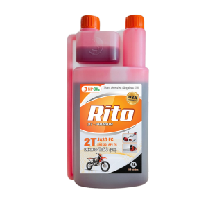 Dầu Động Cơ 2 Thì NP RITO màu đỏ(hồng) - Chai 1L - Mua 2 tặng phễu rót nhớt NPoil