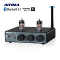 AIYIMA T1โปร6186หลอดพรีแอมป์พร้อมแอมพลิฟายเออร์สุญญากาศ5.1บลูทูธ QCC3040หลอดสุญญากาศ APTX-HD ควบคุมโทนเสียงแหลมเบส. 