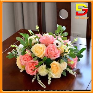 Lẵng Hoa Giả Để Bàn Hoa Lụa Decor Trang Trí Bàn Trà Quầy Lễ Tân Đã Cắm Sẵn Nhiều Mẫu Dài 30-40cm DC-146