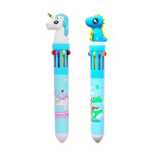 Pulpen Karakter 10 Warna - Ballpoint Perlengkapan Menulis Multicolor 0.5mm / Bolpen Mix Colour Isi Tinta 10in1 Bergambar Kartun Lucu / Pena Alat Tulis Sekolah Kantor Warna Warni Praktis - GP Mall