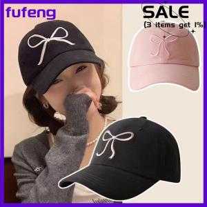 fufeng Sweet Bowknot Baseball Cotton Adjustable Snapback Hat Spring Autumn Embroidery Womens Cap Outdoor Casual Sun Hat Visors Hat