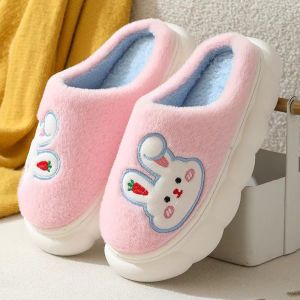 Cartoon Animal Plush Home Slippers - Warm Non-Slip Cozy Slippers with Rabbit & Bear Patterns for Indoor Slipper