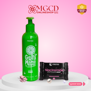 PRESTIGE GLUTAMANSI BAKINGSODA LOTION WITH SPF50 FREE NIACINAMIDE SOAP