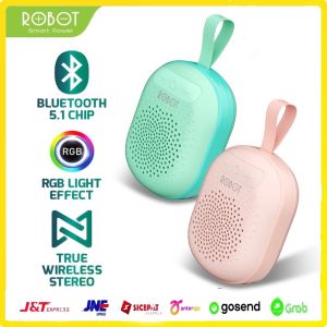 ROBOT RB20 TWS Speaker Bluetooth 5.1 Mini Portable With RGB Light Pink/Blue