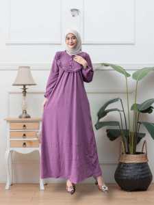 Gamis Crinkle Airflow Premium Model Ruffle Kancing Depan Busui Friendly Dress Kringkel kekinian