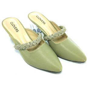 Sendal Sandal Cewek Ladies  Wanita Ananda Hak Kaca Tumit Terbaru Model Harian  7 cm Pesta Pernikahan Wedding Cewek
