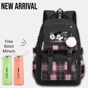 TAS RANSEL ANAK PEREMPUAN MOTIF KUROMI KOREA SD SMP SMA TERBARU TEBAL 2023