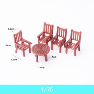 STYLETENK 1Set ABS Miniature Table Chair Set Model Indoor House Materials Mini 1:30/1:50/1:75 Scale High Quality Building Sand Table Decorations Ornaments