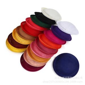 CHUAN Vải lanh Đế mũ Sinamay Mẫu đơn sắc 20cm Đế mũ Thanh lịch Đồ thủ công tự làm Phần đế mũ fascinator Dành cho buổi trình diễn thời trang