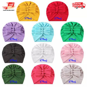 TURBAN BAYI LUCU/ KUPLUK PEREMPUAN 0 - 2 TAHUN/ CIPUT ANAK CEWEK MOTIF TALI SILANG TIGA