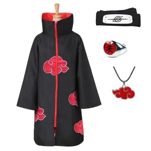 Akatsuki Cloak Adult and Childrens Itachi Black Robe Cloak Halloween Party Anime Naruto Role Play Costume with  Mask