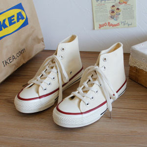 Này Lưu Hóa Ba Lần Câm  1970s Giày Vải Đỏ Học Sinh chic Giày Đế Bằng Cao Cổ ulzzang Giày Thường Ngày