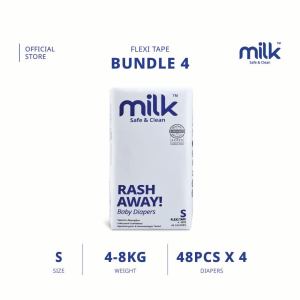[BUNDLE] MILK Baby Diaper Flexi Tape S192 M168 L144 XL120 (4 packs) FREE MILK Baby Water Wipes Travel Pack 8s