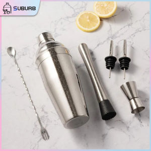 SUBURB Stainless Steel Bartender 6 Pcs/Set 550/750ML Shaker Mixing Spoon Double Measuring Cup Bartending Tool Bar Drink Martini