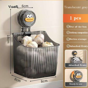 1/2/3-Tier Home Suction Storage Box Bathroom Kitchen Shelf Wall-Mounted Storage for Fruits and Seasonings DishesToiletries No Drilling Required Hanging Basket