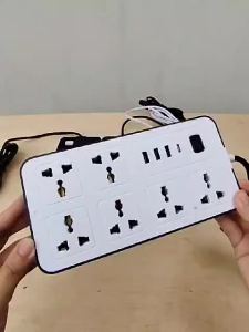 3 Pin Plug Power Strip Extension With 6 Sockets 3 USB Type-C Ports Charging Plug