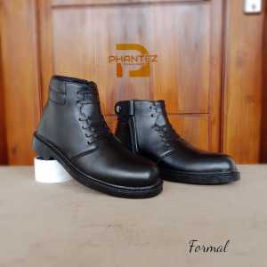 Sepatu Pria Formal PDH Polri Security Hitam Dop Tali Mati 6inc