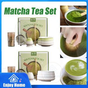 Matcha Whisk Set - Sakura Pink Petal Ceramic Bowl(Chawan)Bamboo Stirrer(Chasen)ScoopSpoon Powder Strainer Gift Box - Traditional Japanese Tea Latte Drink Make Kit