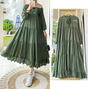 Midi Dress kekinian Rayon Polos Premium Bususi Terbaru Gamis wanita Perempuan Muslimah Kekinian