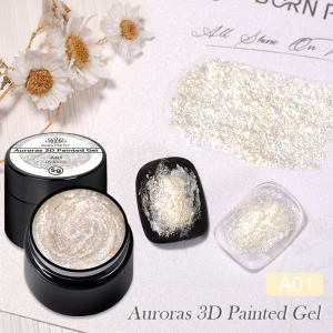 BORN PRETTY 5ml Auroras 3D Painted Gel Nail Art Polish Super Shining Gold Silver Gypsum Nail Gel Drawing Creative Nails