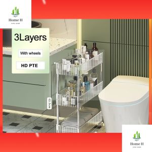 2/3/4 Layer Storage Rack Transparent Trolley Cart Organizer Rack with Wheels Bathroom Organizer