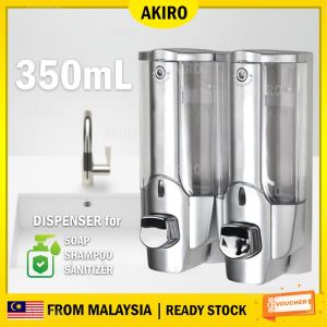 AKIRO HOME Malaysia Single Double Head Liquid Soap Dispenser Wall-mounted Bathroom Liquid Container 350ml Bathroom Soap Shampoo Box Sanitizer Dispenser Lotion Liquid Pump 21