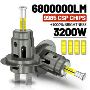 Bóng đèn pha ô tô LED 3200W 360 H7 Canbus 6800000LM Đèn LED cho ô tô Turbo LED Mini Kích thước đèn pha không dây với quạt 6000K 12V2026