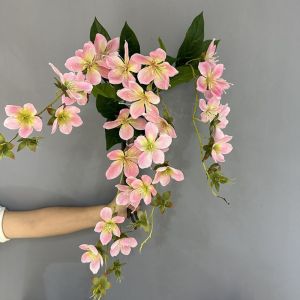 TUO29 80ซม. ค่ะ Jasmines แนวตั้งประดิษฐ์ สง่างามเรียบหรู พิมพ์ลาย3D ดอกไม้ผ้าไหมปลอม การจัดดอกไม้ สวยงามสวยงาม ดอกมะลิจำลอง ตกแต่งสวนในบ้าน