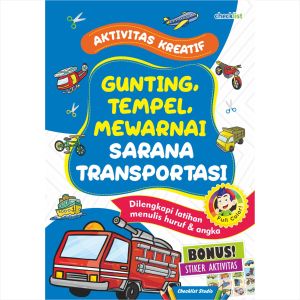 Buku Anak Aktivitas Kreatif Gunting Tempel Mewarnai Sarana Transportasi Full Color Bonus Stiker