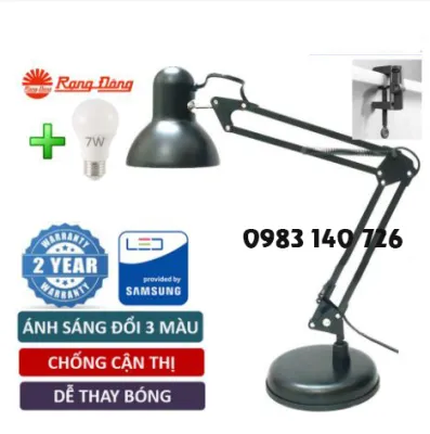 Đèn học kẹp bàn làm việc đọc sách Pixar bóng LED đổi 3 màu 5W 7W 9W Rạng Đông / Điện Quang 2 cỡ kích thước