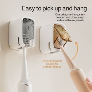 Toothbrush Holder/Toothbrush Storage Rack/Wall Mounted Toothbrush Holder With Cover/Electric Toothbrush Holder/Separate Storage/Firm Hanging/Bathroom