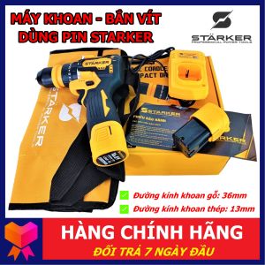 Máy khoan pin bắt vít cầm tay STARKER công nghệ Đức  chuyên dụng cho thợ  bảo hành 6 tháng. Hãng chuẩn công ty