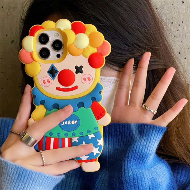 Phone Case for iPhone 14 13 12 11 pro Max 3D Colorful clown