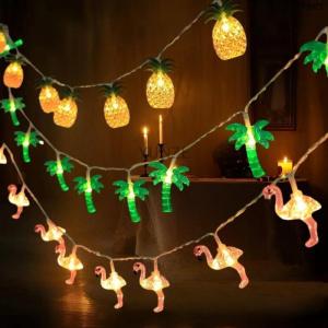 [COD] YUNZE Summer Hawaii Light String Pineapple Flamingo Coconut Tree Light Strings Tropical Fruit Light Kids Hawaiian Birthday Party Decor