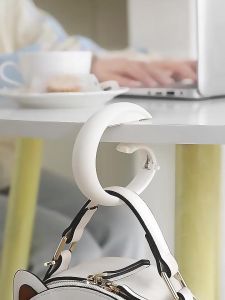 Simple Solid Bag Hook Multifunction Portable Desk Side Stable Hanging Hooks Removable Bag Hanger for Home School Office Desk Organizer
