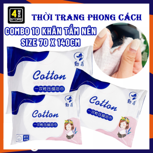 COMBO 10 Khăn Tắm Nén Du Lịch Cotton Dùng Một Lần 70x140cm Siêu Thấm Nước - Khăn Nén Viên Loại Lớn Dày Nặng - Khăn Tắm Du Lịch Dạng Viên Nén