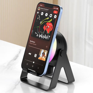 💞【Special price】💖Muya Induction Bluetooth Speaker Subwoofer Bass With Desktop Phone Holder Tablet Bracket LED Light Portable Wireless Speaker