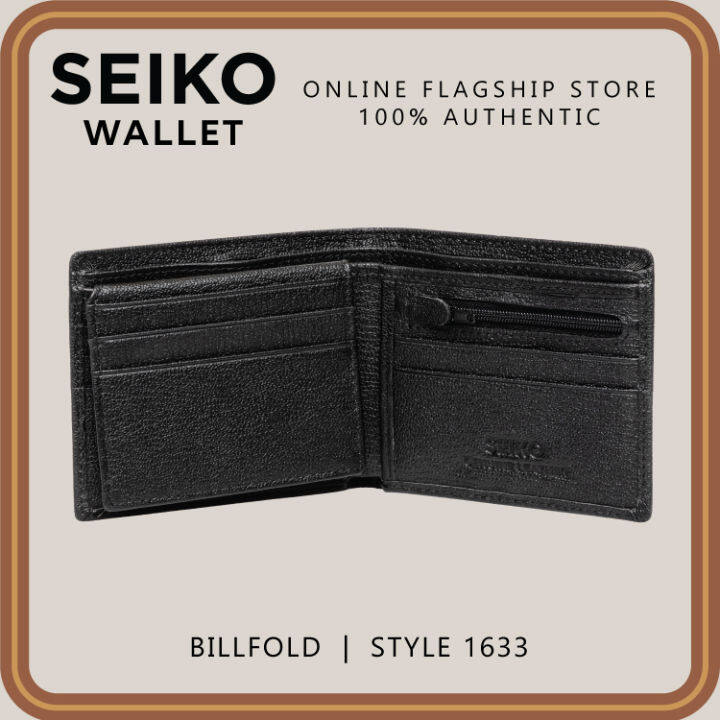 Seiko Wallet Genuine Leather Billfold With Flap Coin Pocket