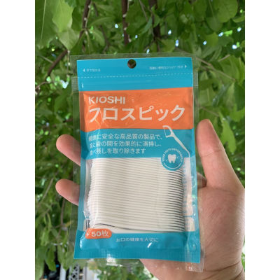 Kioshi pack of 50 PCs durable Japanese dental floss pick picks that gently clean and take away plaque, food residue by Dental