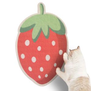 KAKU PET พรมลับเล็บแมว ทันสมัย รูปทรงสตรอเบอร์รี่ ป้องกันรอยขีดข่วน ยึดติดผนังด้วยกาวในตัว สำหรับแมว ที่ลับเล็บแมว ป้องกันรอยขีดข่วน สามารถยึดติดกับผนังผลิตภัณฑ์มาพร้อมกับกาวด้านหลัง มีกาวในตัว