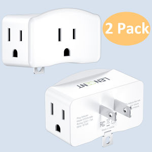LENCENT 2 Pack 3 Prong to 2 Prong Grounding Adapter Plug Extender Outlet Converter Wall Plug Splitter with 3 AC Outlets Travel Power Adaptor for Philippines to Japan-Type A Cruise Ship Approved