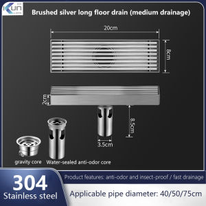 XinKunLong Bathroom Rectangular Floor Drain Deodorant Drainage Floor Drain 304 Stainless Steel