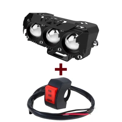 【AOMAITE丨สินค้าใหม่และแท้】ไฟสปอร์ตไลท์ LED 3 ตา มอเตอร์ไซค์ รถยนต์ 12V-24V ไฟสปอร์ตไลท์หน้า ไฟเสริมหน้า แสงขาว-เหลือง สปอร์ตไลท์สว่างมาก ไฟเสริม LED สี่เหลี่ยมระยะไกล 3 ดวง ความสว่างสูง